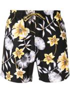 Boss Hugo Boss Floral Print Swim Shorts - Black