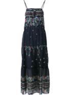 Sea Ruffled Long Dress, Women's, Size: 0, Blue, Silk/cotton