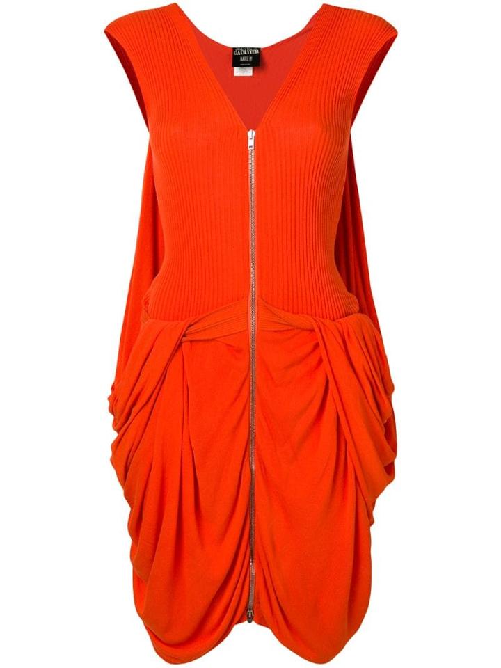 Jean Paul Gaultier Pre-owned Zip Up Draped Dress - Yellow