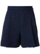 Thom Browne Double-pleat Frayed Shorts - Blue