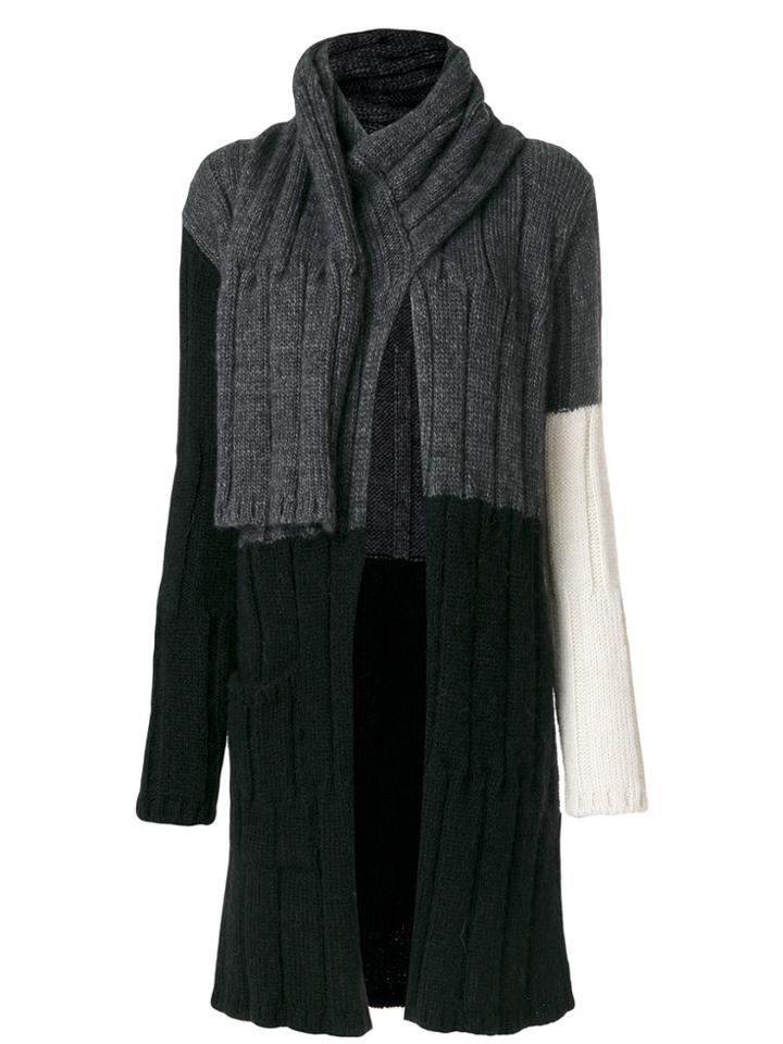 Lost & Found Rooms Striped Knit Cardi-coat - Black