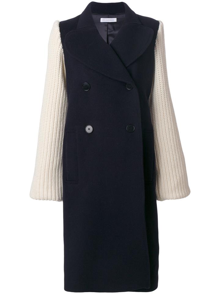 Jw Anderson Chunky Knit Sleeve Coat - Blue