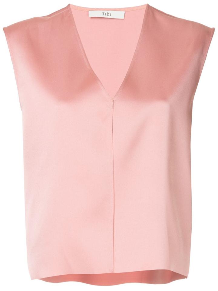 Tibi V-neck Cropped Top - Pink