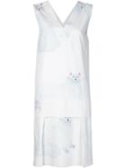 Arthur Arbesser Cat Print V-neck Dress, Women's, Size: 40, White, Cotton