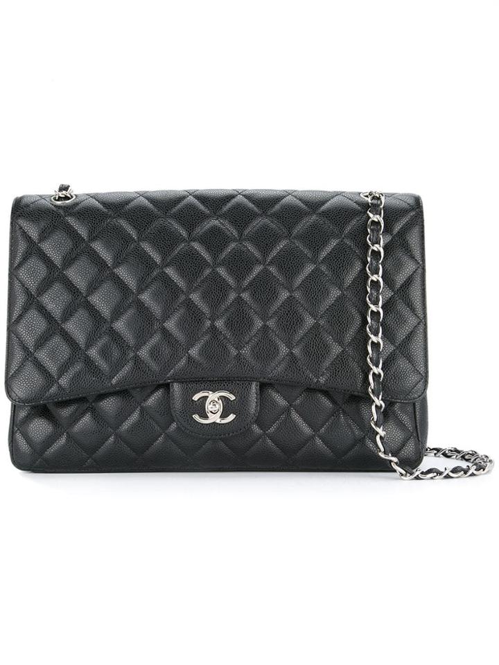 Chanel Pre-owned Quilted Double Chain Shoulder Bag - Black