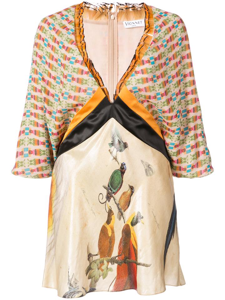 Vionnet Color Block Printed Blouse - Nude & Neutrals