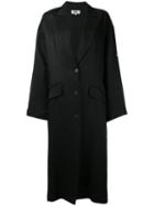 Mm6 Maison Margiela Pointed Lapels Shift Coat, Women's, Size: 42, Black, Linen/flax/viscose