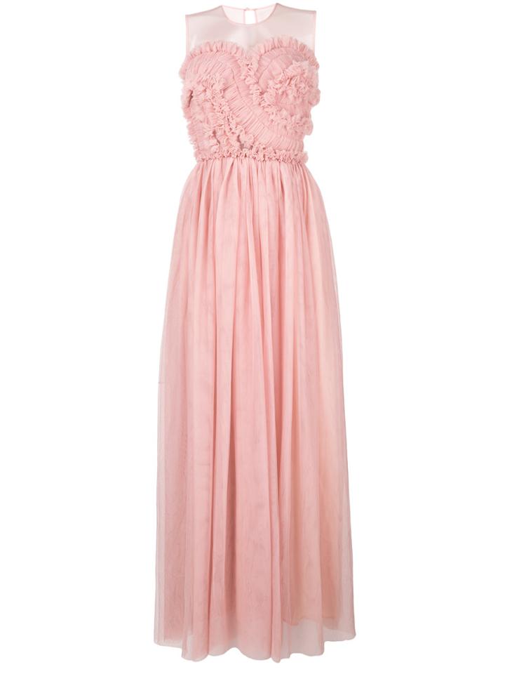 P.a.r.o.s.h. Frilled Bustier Gown - Pink & Purple