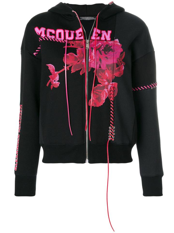 Alexander Mcqueen Floral Logo Sweatshirt - Black