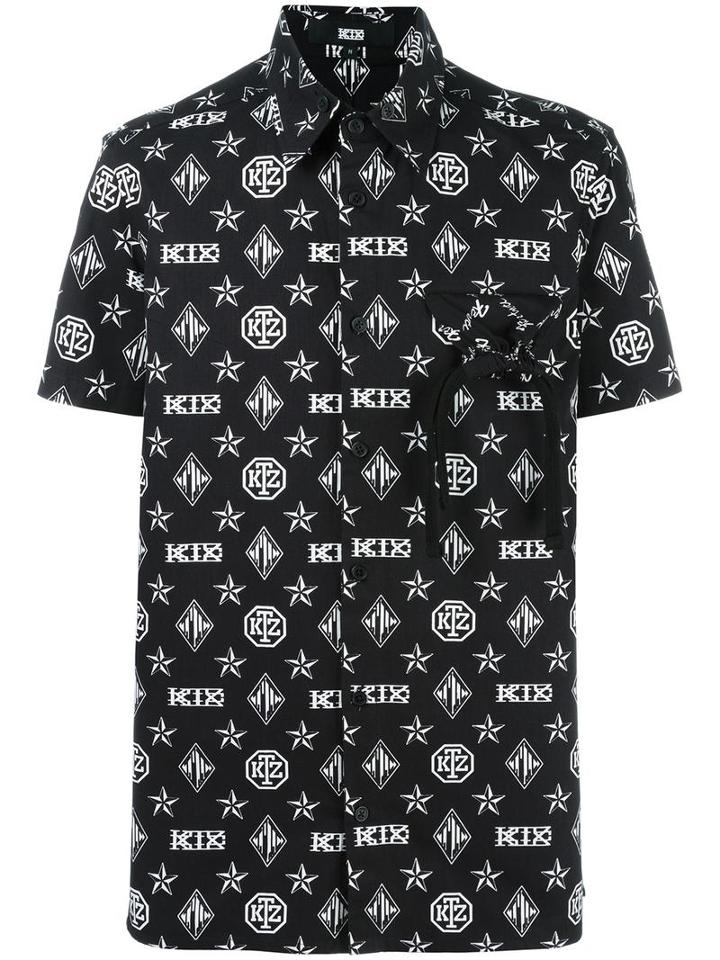 Ktz Monogram Print Shortsleeved Shirt, Men's, Size: Xl, Black, Cotton