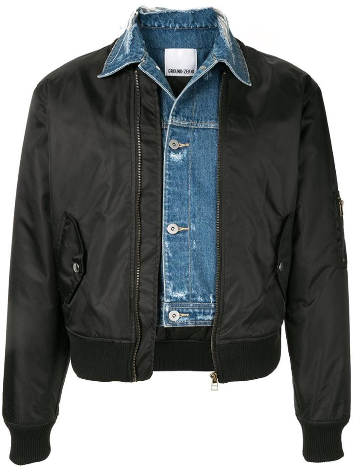 Ground Zero Layered Bomber Jacket - Black