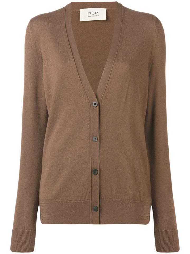 Ports 1961 Button V-neck Cardigan - Brown