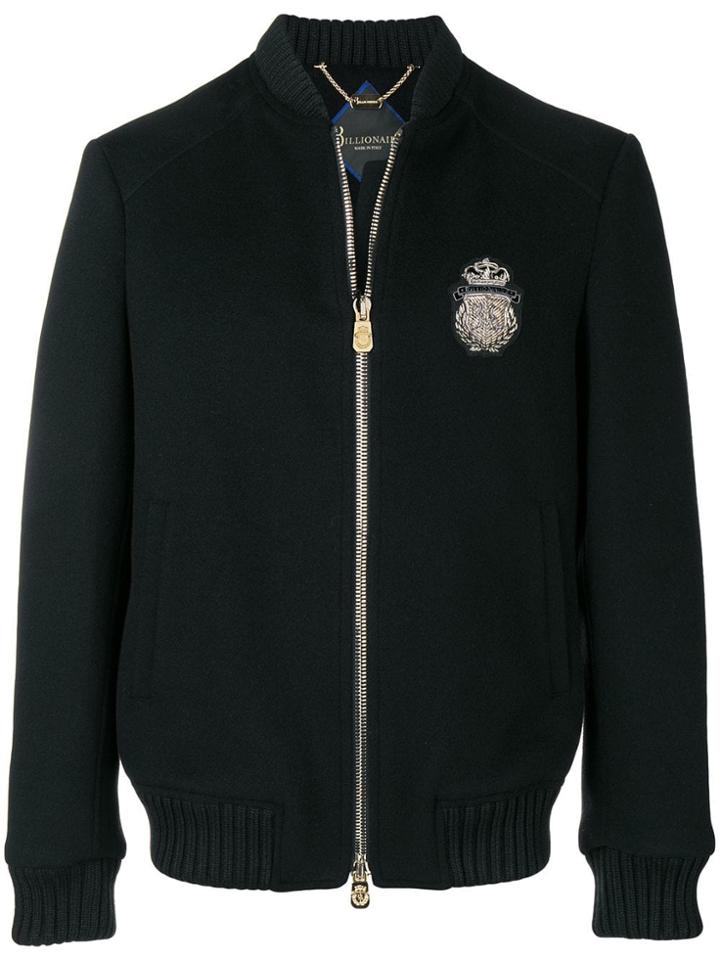Billionaire Zipped Up Bomber Jacket - Black Gold