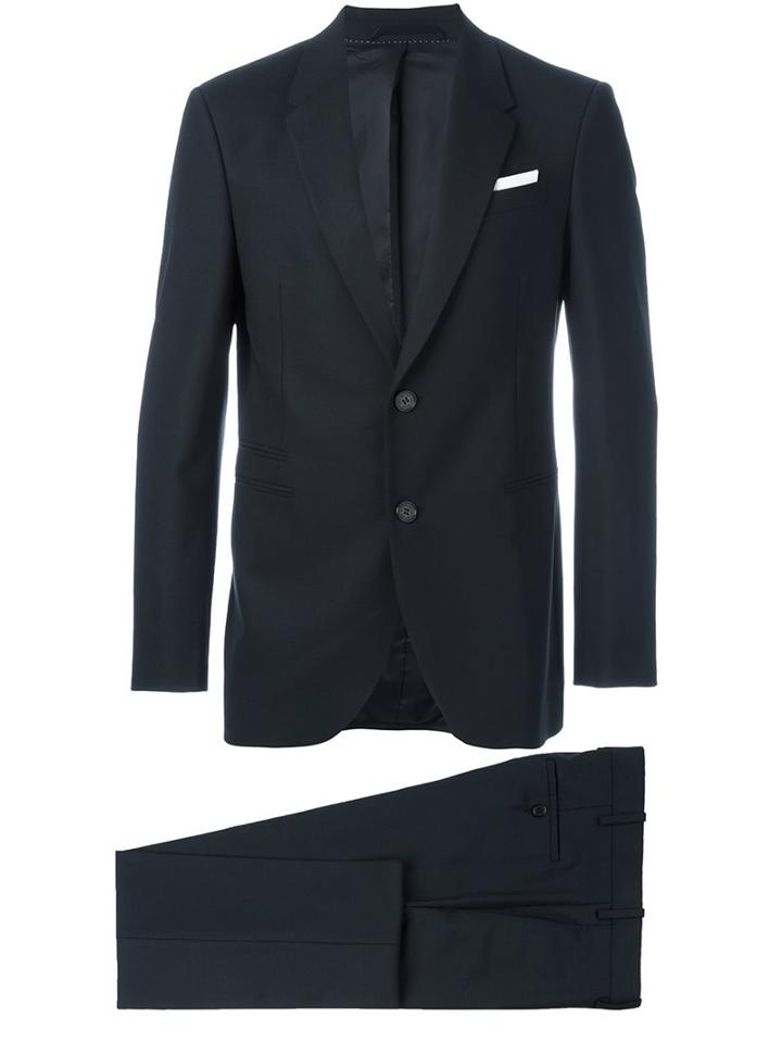 Neil Barrett Classic Two Piece Suit, Men's, Size: 48, Black, Cotton/polyester/virgin Wool
