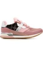 Dolce & Gabbana Panelled Sneakers, Women's, Size: 37.5, Pink/purple, Cotton/calf Leather/spandex/elastane/rubber