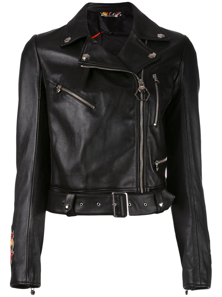 Philipp Plein - Pekino Biker Jacket - Women - Lamb Skin/viscose - S, Black, Lamb Skin/viscose