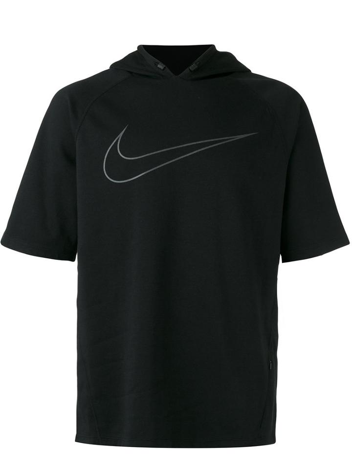 Nike City Running Short Sleeve Hoodie, Men's, Size: Large, Black, Cotton/polyester