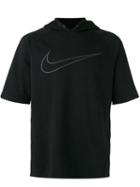 Nike City Running Short Sleeve Hoodie, Men's, Size: Large, Black, Cotton/polyester