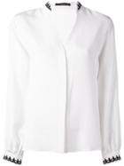 Etro Embellished Collar Shirt, Women's, Size: 46, White, Silk/viscose/metallic Fibre