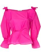 Rejina Pyo Fitted Bow Tie Shirt - Pink & Purple