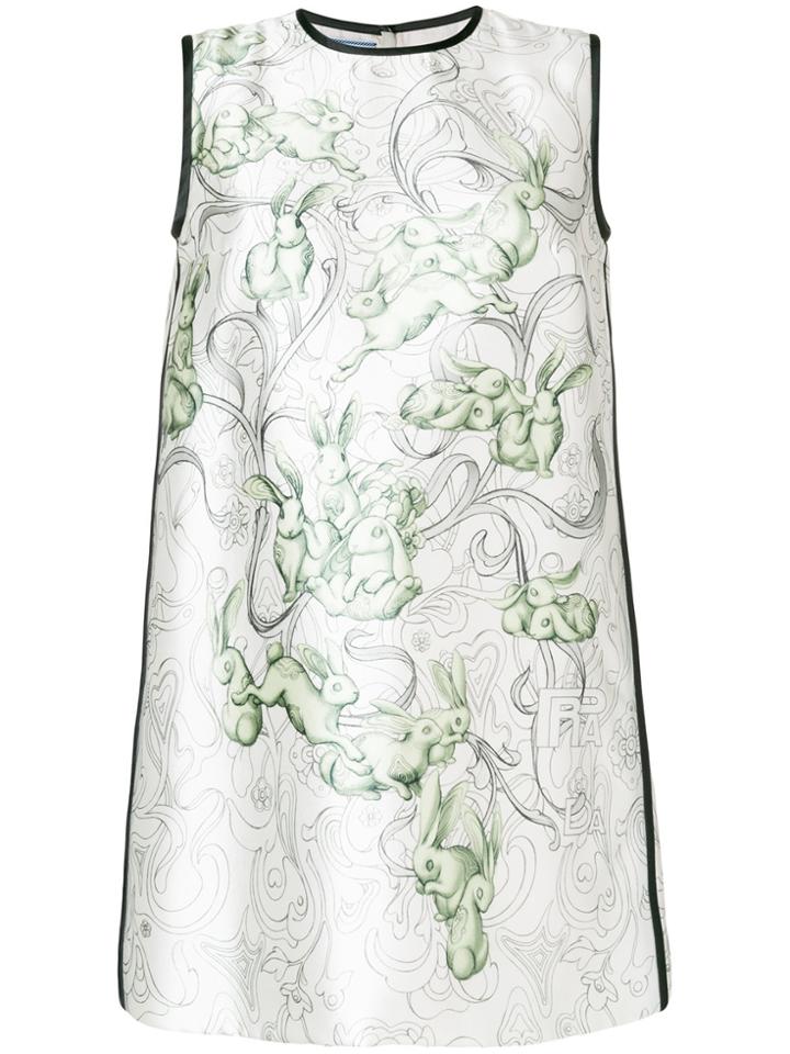 Prada Floral-print Shift Dress - Nude & Neutrals
