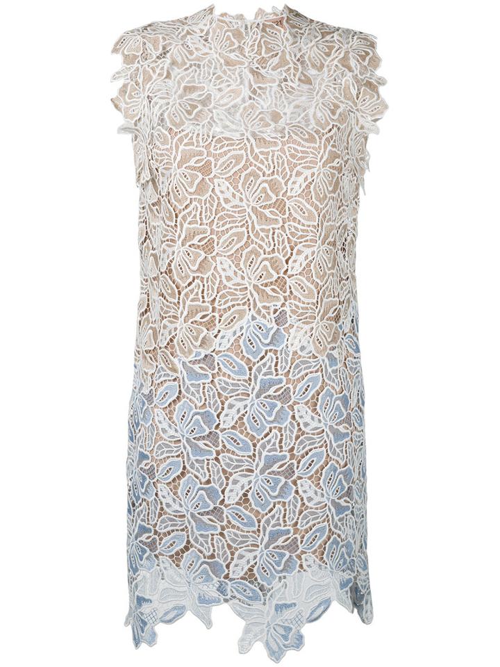 No21 - Floral Embroidered Dress - Women - Silk/polyester/acetate - 44, Nude/neutrals, Silk/polyester/acetate