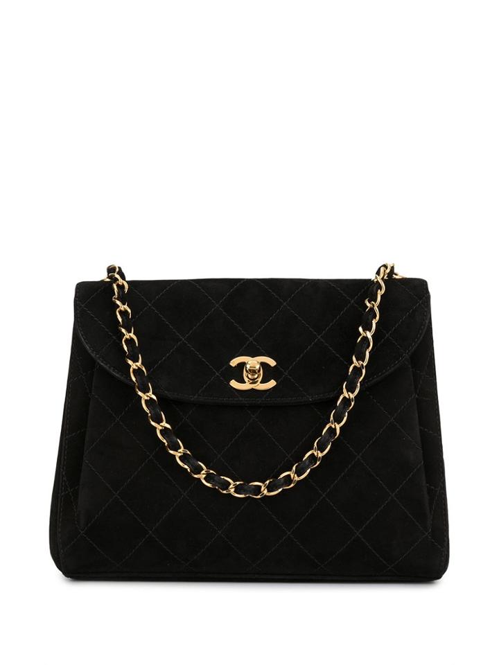 Chanel Pre-owned 85-93's Quilted Cc Chain Handbag - Black