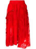 Simone Rocha High-rise Lace Full Skirt - Red