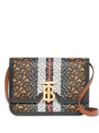 Burberry Small Monogram Stripe E-canvas Tb Bag - Brown