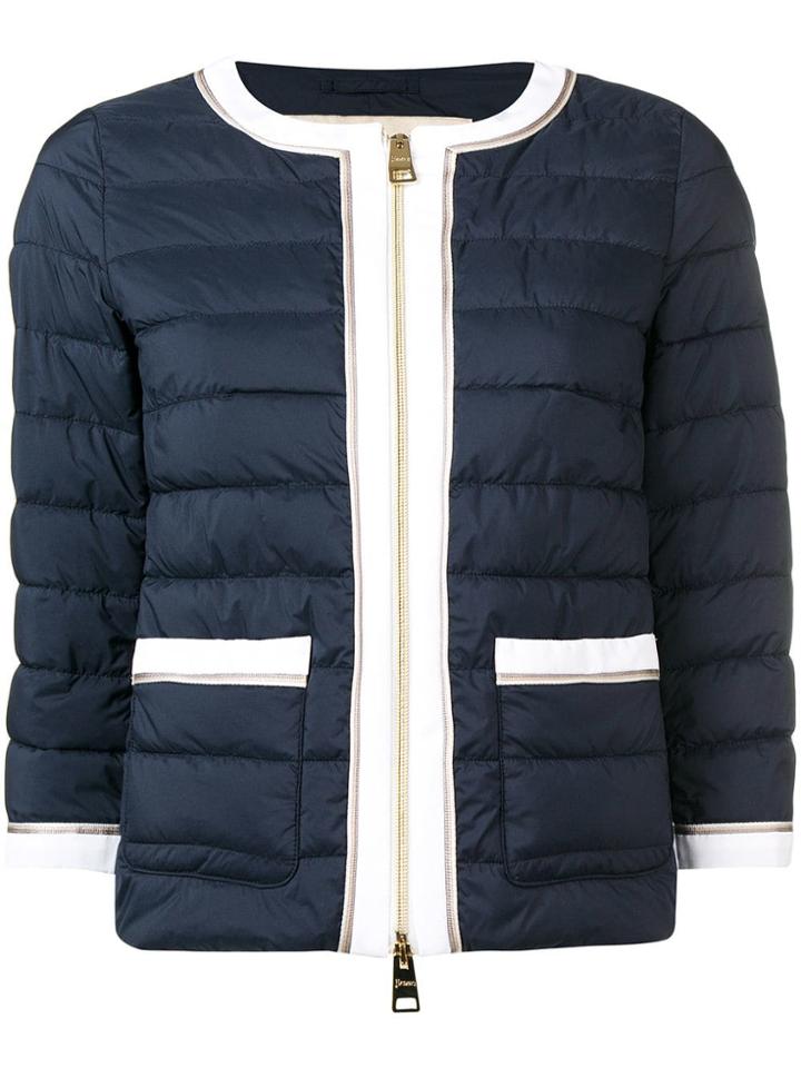 Herno Contrast Trim Quilted Jacket - Blue