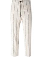 Brunello Cucinelli Embroidered Sequin Stripe Trousers, Women's, Size: 40, Nude/neutrals, Silk/polyester/spandex/elastane/acetate