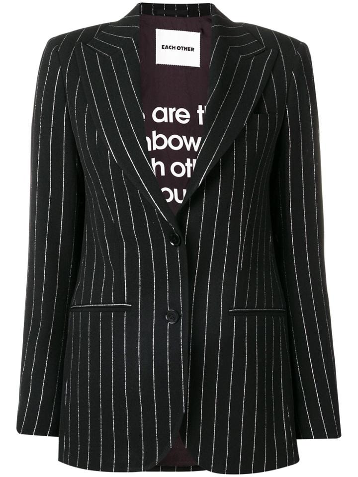 Each X Other Lurex Pinstriped Tailored Jacket - Black