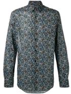 Fendi Floral Printed Shirt, Men's, Size: 39, Blue, Cotton