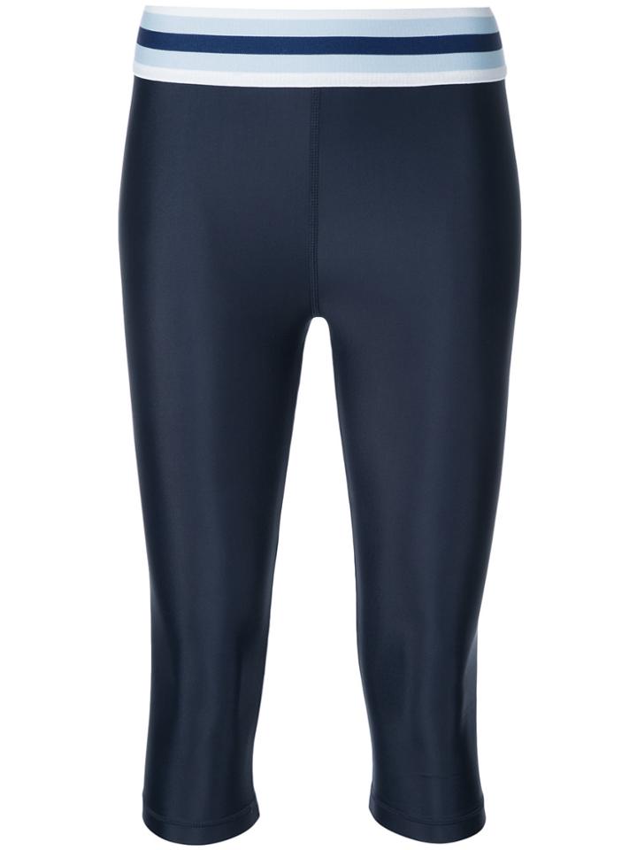The Upside Striped Detail Cropped Leggings - Blue