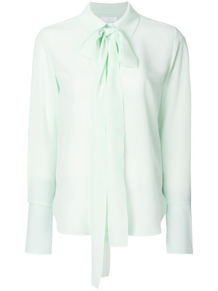 Chloé Neck Tie Long-sleeved Shirt - Green