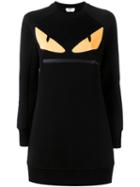 Fendi Bag Bugs Long Sweatshirt, Women's, Size: 38, Black, Cotton/polyamide