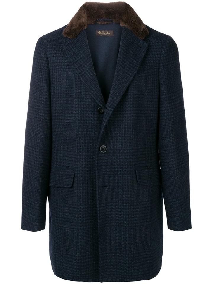 Loro Piana Fur-trim Fitted Coat - Blue