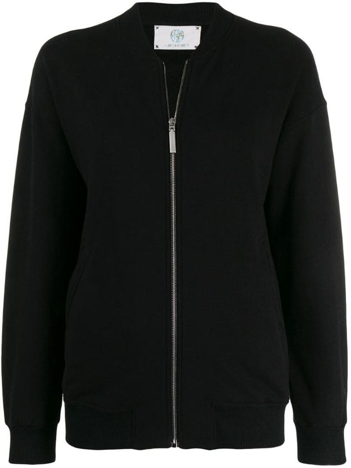 Alberta Ferretti Love Me Print Zipped Sweatshirt - Black