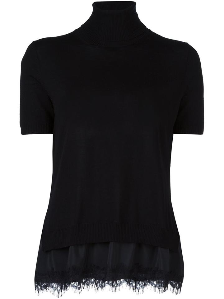 P.a.r.o.s.h. Lace Bottom 'lizzy' Top, Women's, Size: Xs, Black, Silk/polyamide/spandex/elastane/wool
