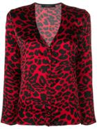Federica Tosi Leopard Print V-neck Shirt - Red