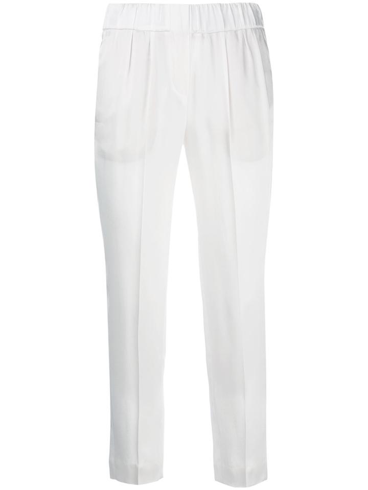 Brunello Cucinelli Cropped Trousers, Women's, Size: 40, White, Acetate/viscose/polyester