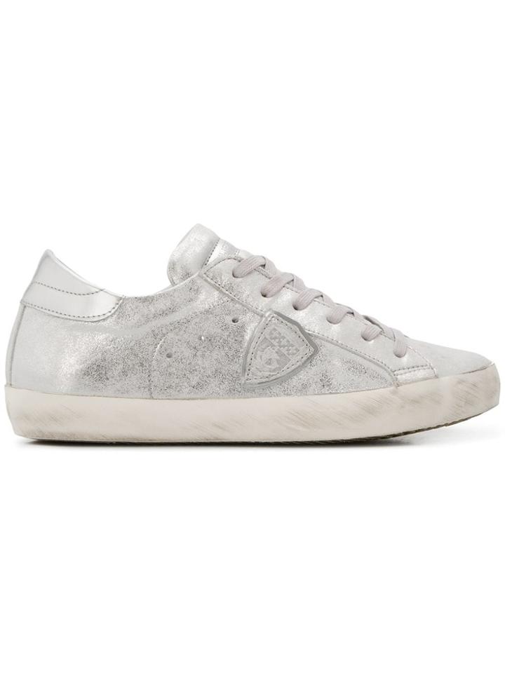 Philippe Model Plaque Detail Sneakers - Silver