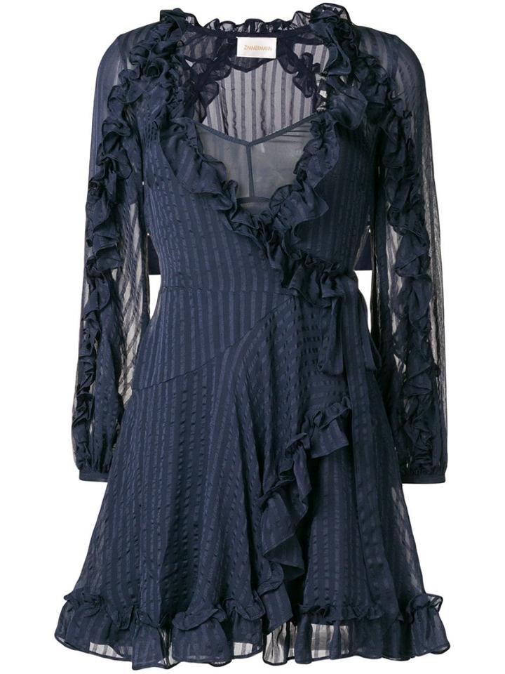 Zimmermann Ruffle Mini Dress - Blue