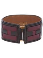 Herms Vintage Leather Logo Cuff