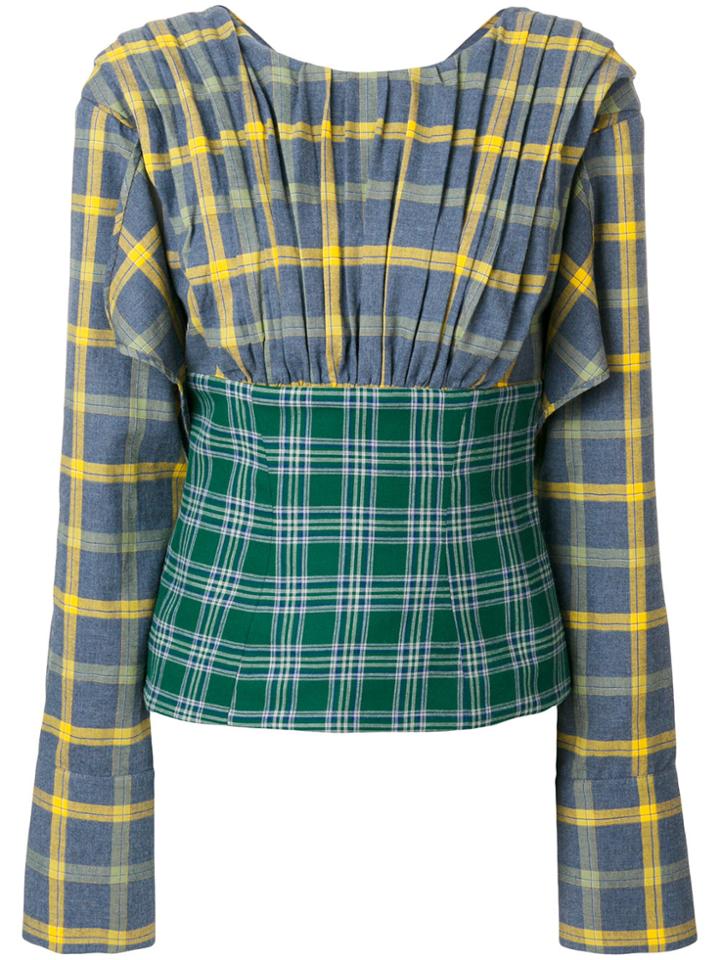 Natasha Zinko Two-tone Checked Top - Blue