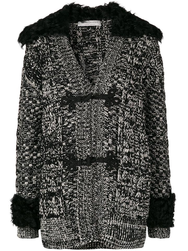 Philosophy Di Lorenzo Serafini Shearling Trim Cardi-coat - Black