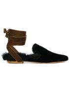 Gia Couture Ankle-wrap Mules - Black