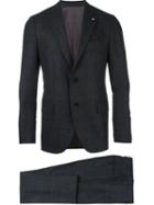 Lardini Two Piece Suit, Men's, Size: 54, Black, Cotton/cupro/viscose/wool