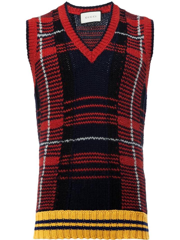 Gucci Knit Tartan Vest, Men's, Size: Large, Wool/alpaca