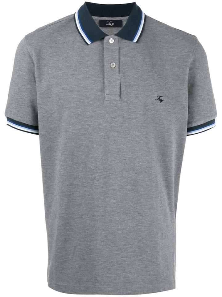 Fay Embroidered Logo Polo Shirt, Men's, Size: Xxl, Grey, Cotton